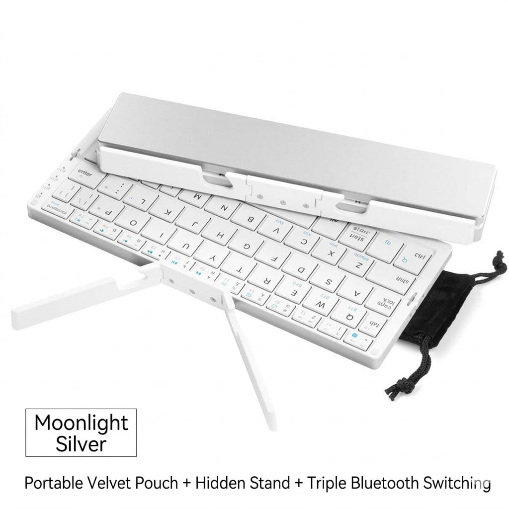 2-in-1 Portable Folding Bluetooth Keyboard